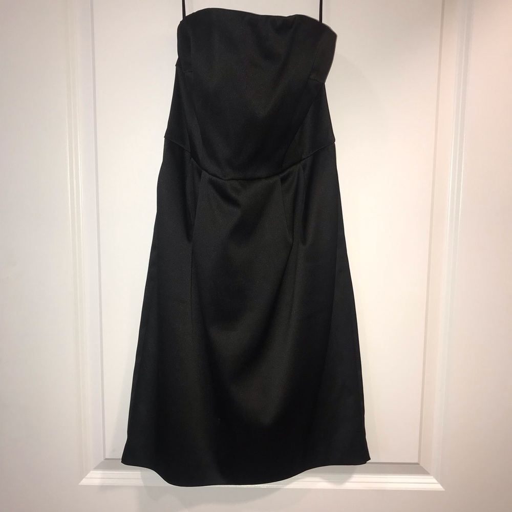 Black Satin Strapless Dress